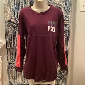 PINK by VS burgundy and coral oversized crew neck